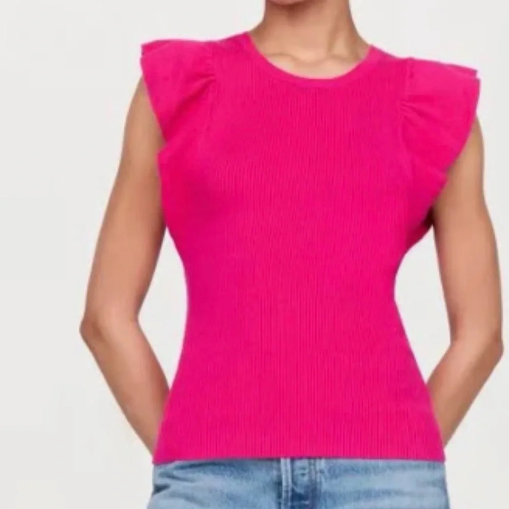 RORY TOP Rib Knit Ruffle Tee size small - Picture 1 of 8